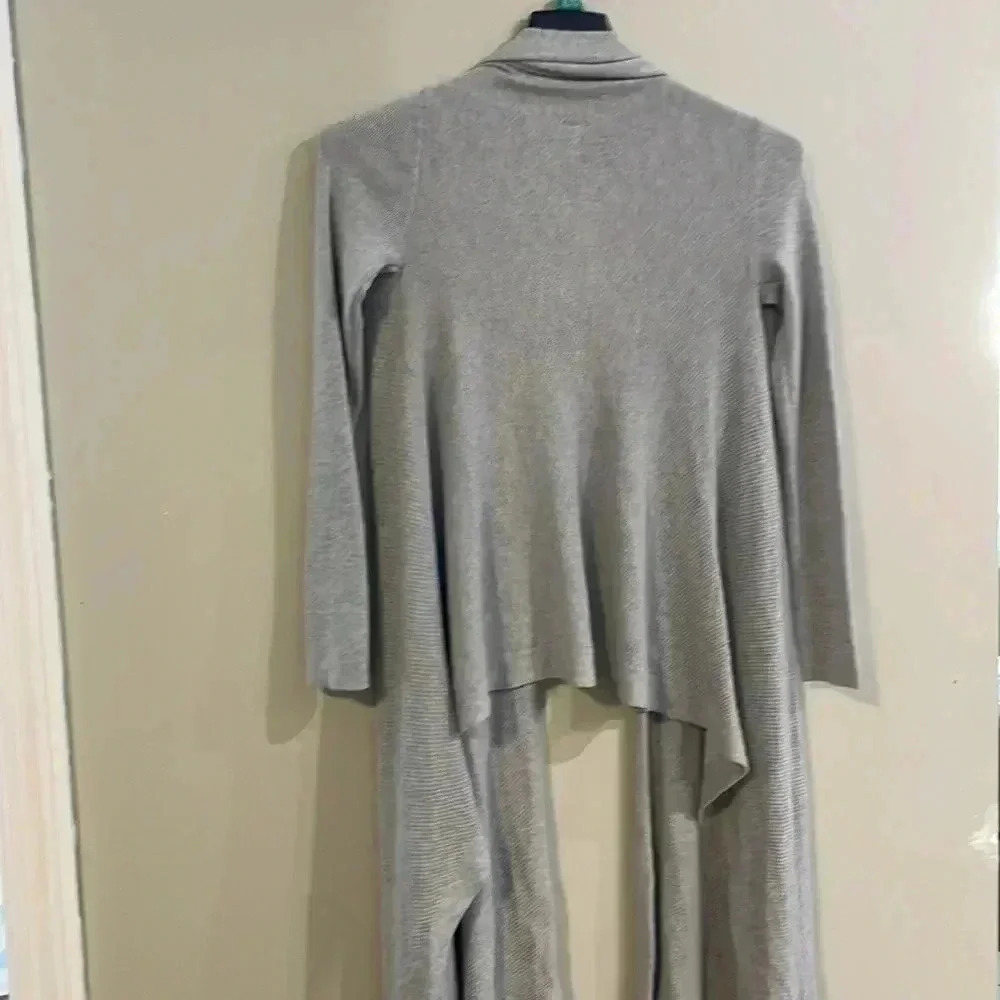 [S]Aritzia Babaton Baldrick Silk Modal Poly Blend Light  Gray Knit Open Cardigan - Picture 5 of 7
